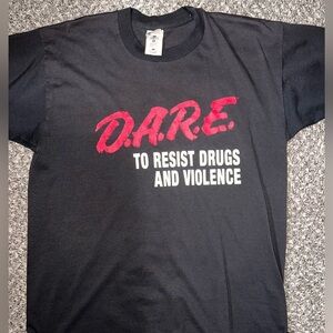 Vintage 90s D.A.R.E To Resist Drugs And Violence Black Tee Large